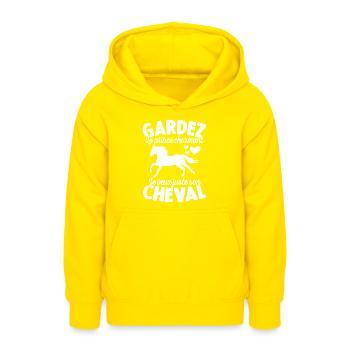 Gardez Le Prince Charmant Je Veux Juste Son Cheval - Sweat à capuche Ado - jaune - Devant - AI Model Teenager Male dark (155cm)
