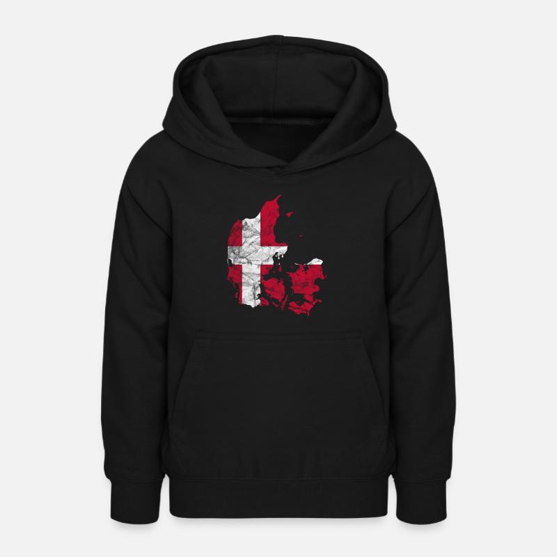 Danemark Drapeau danois Dannebrog Silhouette - Sweat à capuche Ado - noir