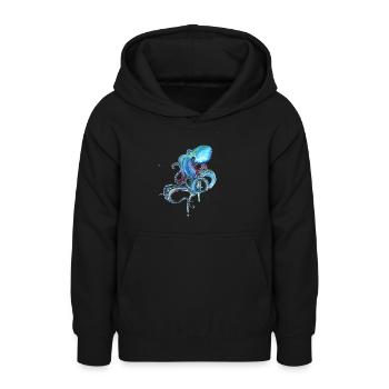 kraake oktopus tentakal illu fisch tintenfisch ora - Sweat à capuche Ado - noir - Devant - AI Model Teenager Male light (155cm)