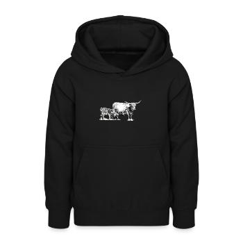 Hochlandrind mit Kalb - Teenager Hoodie - Schwarz - Vorne - AI Model Teenager Male light (155cm)