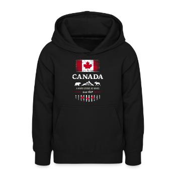 Drapeau unifolié Canada Canada Amérique - Sweat à capuche Ado - noir - Devant - AI Model Teenager Male light (155cm)