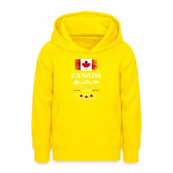 Drapeau unifolié Canada Canada Amérique - Sweat à capuche Ado - jaune - Devant - AI Model Teenager Male dark (155cm)