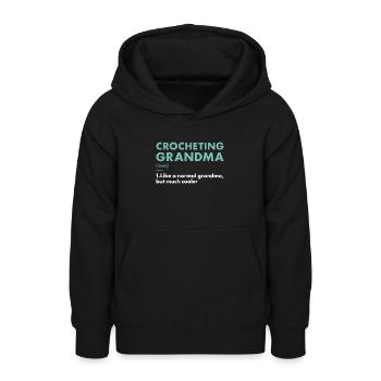 Crocheteur Mamie Définition Crochet - Sweat à capuche Ado - noir - Devant - AI Model Teenager Male light (155cm)