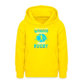 Weniger Arbeiten Mehr Rugby Rugbyspieler - Teenager Hoodie - Gelb - Vorne - AI Model Teenager Male dark (155cm)