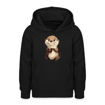 Süßer Baby Otter - Teenager Hoodie - Schwarz - Vorne - AI Model Teenager Male light (155cm)