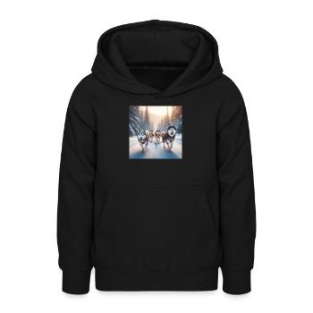 Huskies sur un traîneau - Sweat à capuche Ado - noir - Devant - AI Model Teenager Male light (155cm)