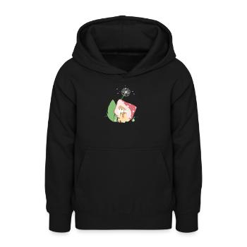 fille champignon en couleur - Sweat à capuche Ado - noir - Devant - AI Model Teenager Male light (155cm)
