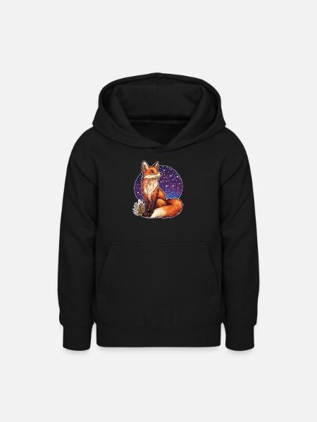Fuchs und Sternenhimmel - Teenager Hoodie - Schwarz