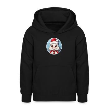 Kawaii Weihnachtshase mit Santa-Hut - Teenager Hoodie - Schwarz - Vorne - AI Model Teenager Male light (155cm)