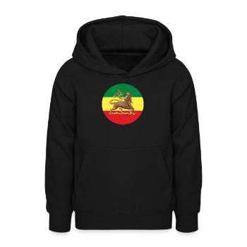 Lion of Judah Rasta Reggae Roots Jah Rastafari - Sweat à capuche Ado - noir - Devant - AI Model Teenager Male light (155cm)