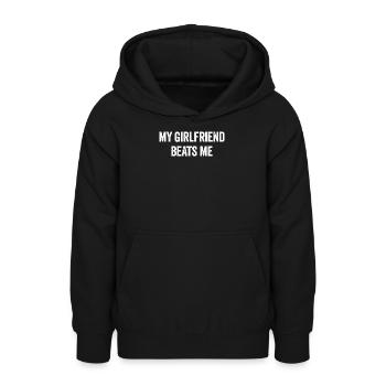 Meine Freundin schlägt mich Lustige sarkastische M - Teenager Hoodie - Schwarz - Vorne - AI Model Teenager Male light (155cm)
