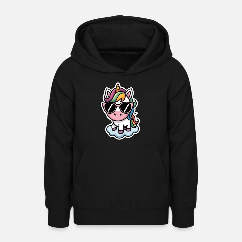 Style d’autocollant licorne - Sweat à capuche Ado - noir