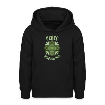 Jesus-Peace, Jesus Christus Spruch - Teenager Hoodie - Schwarz - Vorne - AI Model Teenager Male light (155cm)