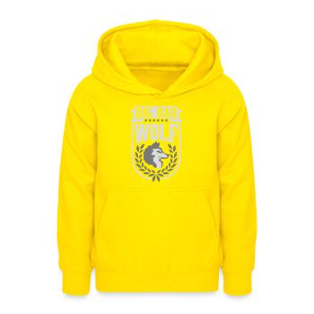 big bad wolf quote - Teen Hoodie - yellow - Front - AI Model Teenager Male dark (155cm)