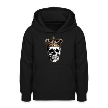 Totenkopf mit goldener Krone - Teenager Hoodie - Schwarz - Vorne - AI Model Teenager Male light (155cm)