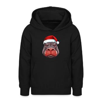 Nilpferd Weihnachten Tier Kopf - Teenager Hoodie - Schwarz - Vorne - AI Model Teenager Male light (155cm)