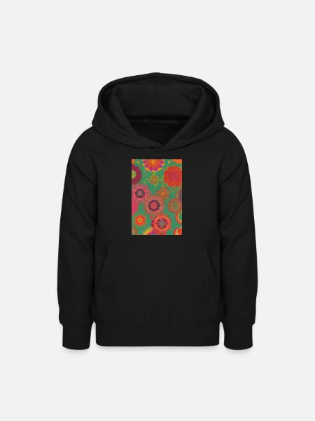 Retro Muster - Teenager Hoodie - Schwarz
