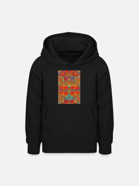 Retro Muster - Teenager Hoodie - Schwarz
