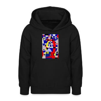 Art abstrait - Sweat à capuche Ado - noir - Devant - AI Model Teenager Male light (155cm)