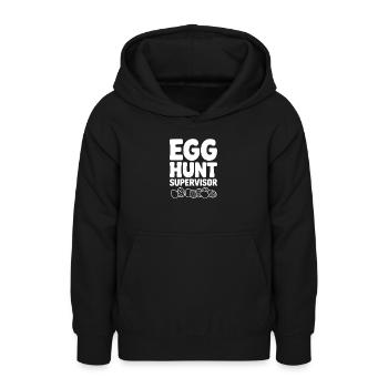 egg_hunt_supervisor_white - Teenager Hoodie - Schwarz - Vorne - AI Model Teenager Male light (155cm)