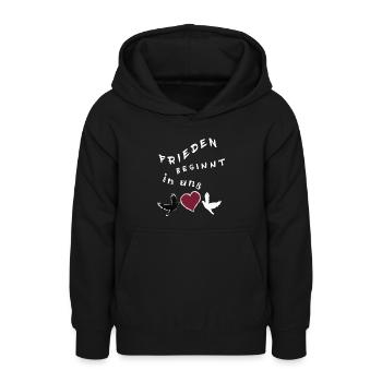 Frieden beginnt in uns - Teenager Hoodie - Schwarz - Vorne - AI Model Teenager Male light (155cm)