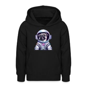 Mops Hund im Raumanzug Lustige Geschenkidee - Teenager Hoodie - Schwarz - Vorne - AI Model Teenager Male light (155cm)