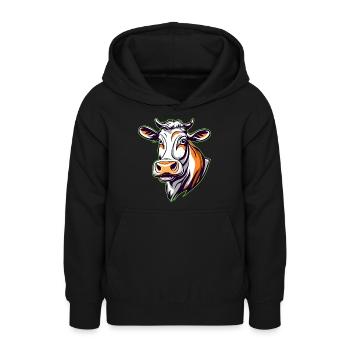 Cute Moo Cow - Teen Hoodie - black - Front - AI Model Teenager Male light (155cm)