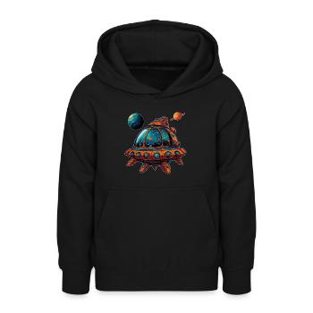 Fantasievolles Raumschiff fliegende Untertasse - Teenager Hoodie - Schwarz - Vorne - AI Model Teenager Male light (155cm)