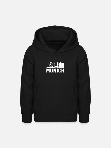 Munich Skyline - Teenager Hoodie - Schwarz