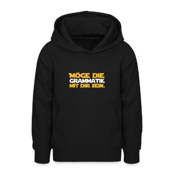 Que la grammaire soit avec vous - professeur d'allemand - Sweat à capuche Ado - noir - Devant - AI Model Teenager Male light (155cm)
