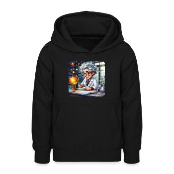 Cute professor with white hair and glasses - Teen Hoodie - black - Front - AI Model Teenager Male light (155cm)