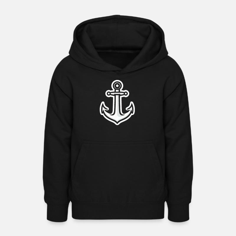 Autocollants d’ancre Simple - Sweat à capuche Ado - noir