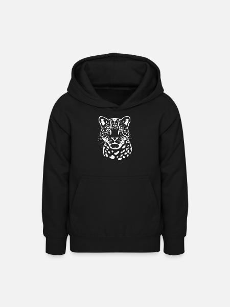 Leopard Leparden Muster T-shirt Geschenk - Teenager Hoodie - Schwarz