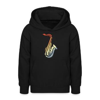 Saxophon Skizze Vintage - Teenager Hoodie - Schwarz - Vorne - AI Model Teenager Male light (155cm)