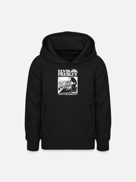 Elvis Presley You're A Heartbreaker Met Afbeelding - Teenager hoodie - zwart