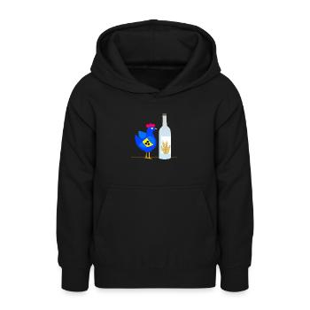 Auch ein blindes Huhn findet 1 Korn Blau - Teenager Hoodie - Schwarz - Vorne - AI Model Teenager Male light (155cm)