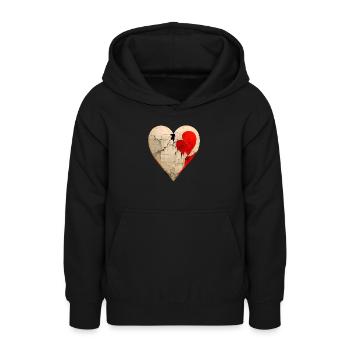 CŒUR BRISÉ - Sweat à capuche Ado - noir - Devant - AI Model Teenager Male light (155cm)
