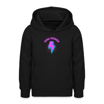 Puissance rose - Sweat à capuche Ado - noir - Devant - AI Model Teenager Male light (155cm)