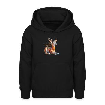 Hirsch - Teenager Hoodie - Schwarz - Vorne - AI Model Teenager Male light (155cm)