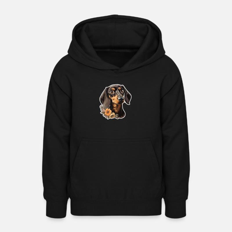 Teckel Tête de teckel - Sweat à capuche Ado - noir