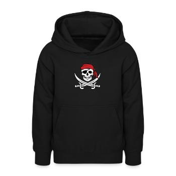 Pirate tête de pirate cache-oeil - Sweat à capuche Ado - noir - Devant - AI Model Teenager Male light (155cm)