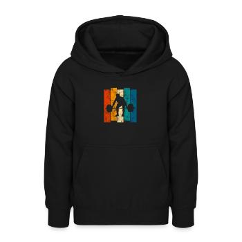 Musculation Bodybuilder GYM Fitnessstudio Retro - Sweat à capuche Ado - noir - Devant - AI Model Teenager Male light (155cm)