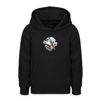 Blaumeise im Winter - Teenager Hoodie - Schwarz - Vorne - AI Model Teenager Male light (155cm)