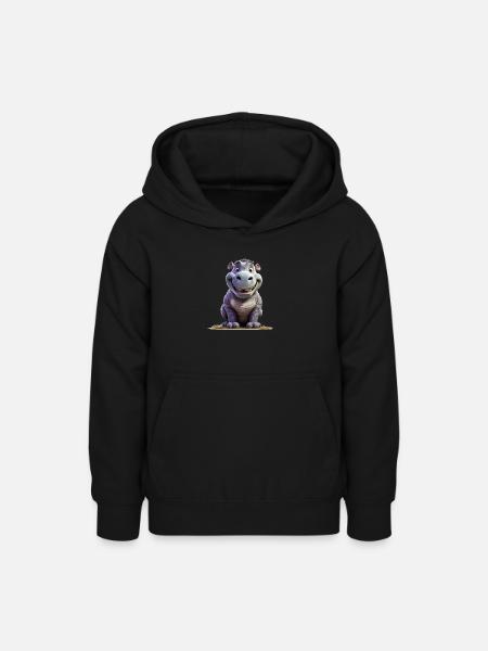 Lustiges Nilpferd - Teenager Hoodie - Schwarz