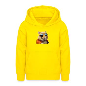 Hamster avec lunettes, flirt, hamster drôle - Sweat à capuche Ado - jaune - Devant - AI Model Teenager Male dark (155cm)