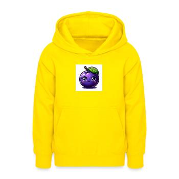Plum purple - Teen Hoodie - yellow - Front - AI Model Teenager Male dark (155cm)