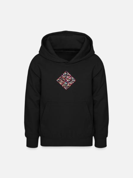 Buntes dekoratives Skullmuster - Teenager Hoodie - Schwarz