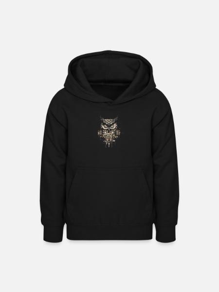 Eule - Teenager Hoodie - Schwarz