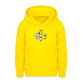 Motif géométrique vintage - Sweat à capuche Ado - jaune - Devant - AI Model Teenager Male dark (155cm)