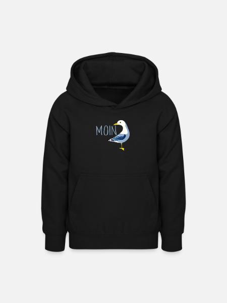 Moin mit Möve - Teenager Hoodie - Schwarz